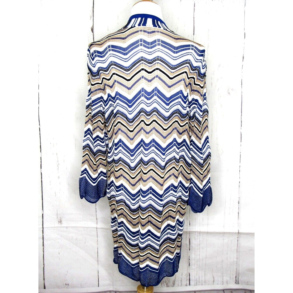 Chico's Travelers Size 3 (XL) Zig-Zag Stitch Long Cardigan Open Front Multicolor - Picture 4 of 6